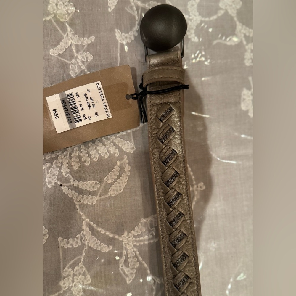 ❤️ BOTTEGA VENETA Metallic Woven Leather Strap. Made in Italy